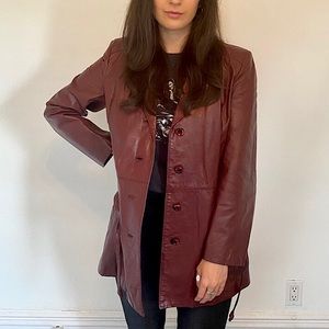 Vintage 80s Etienne Aigner Red Burgundy Leather Jacket